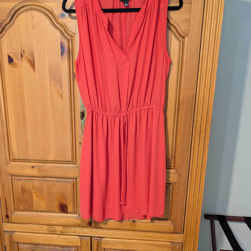 Vibrant Coral Sleeveless Mini Dress